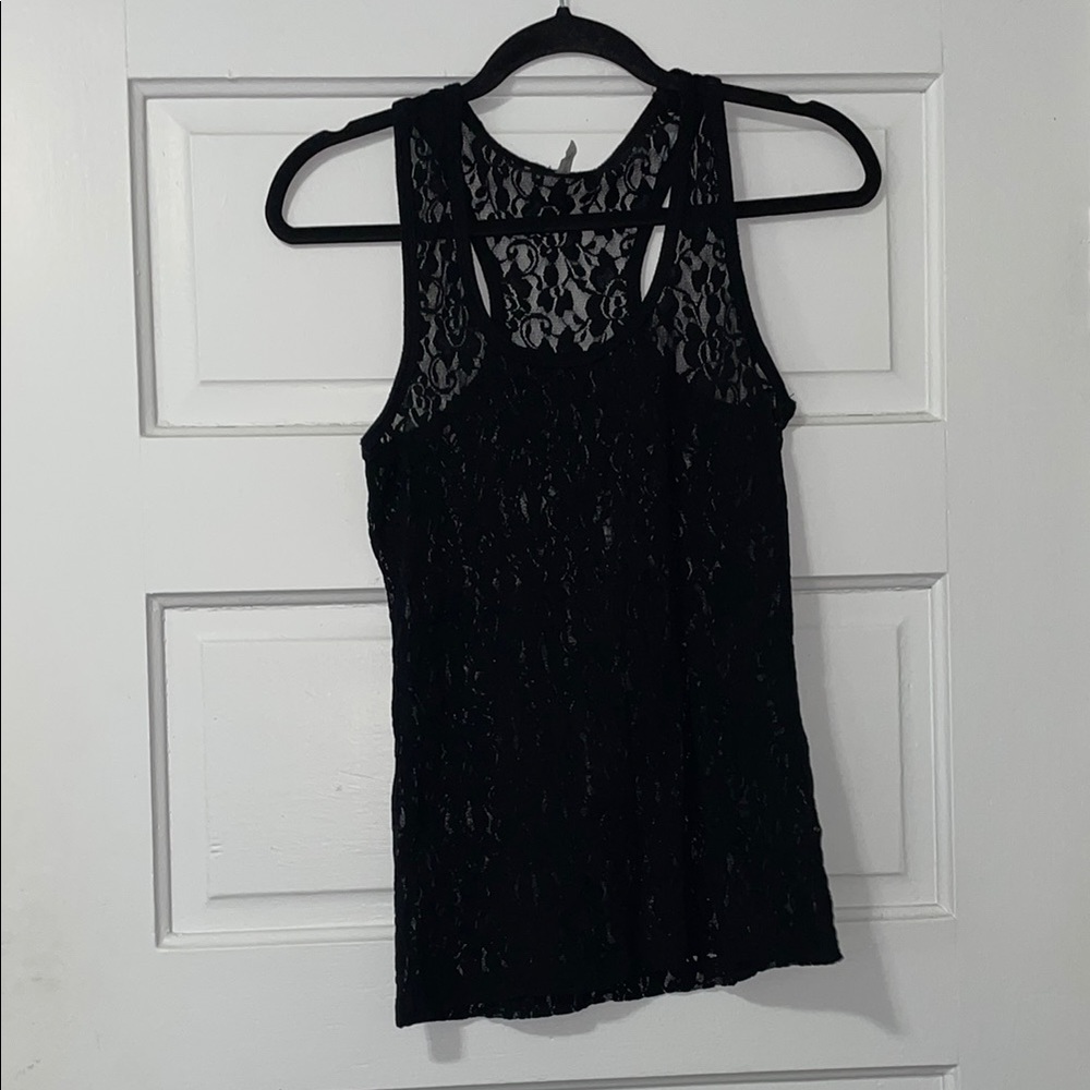 Splash Black Lace Tank Top
